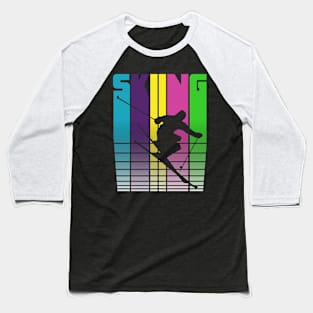 90’s Skiing Design Baseball T-Shirt